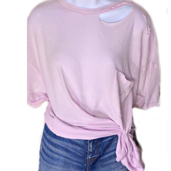 Free People Tops - NWT ($58) Free People Distressed t-shirt LAVENDER